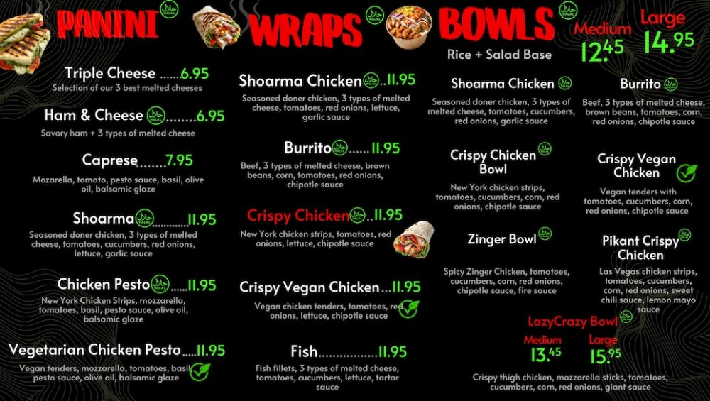 Lazy Crazy Cafe Leiden Centraal Panini, Wraps, Bowls